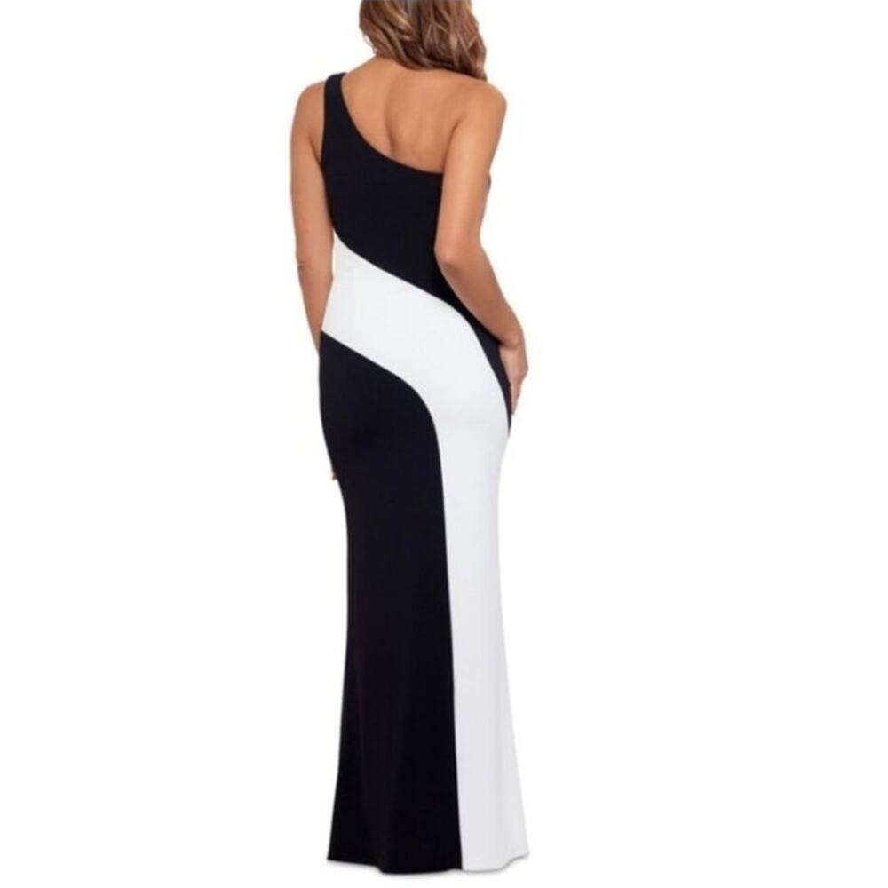 Betsy & Adam one shoulder swirl sparkle y2k maxi dress size 10 petite - Picture 2 of 6